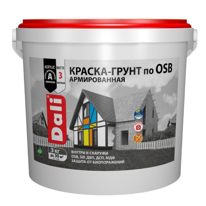 Заказать он-лайн Краска-грунт по OSB армированная 3кг, DALI Рогнеда в интернет-магазине Строительный дом на Приморской 27 в Хабаровске с доставкой.
