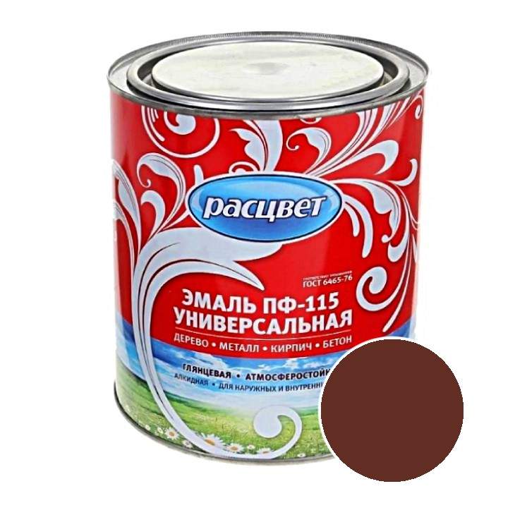 Заказать он-лайн Эмаль ПФ-115 коричневая 1,9кг Расцвет ** в интернет-магазине Строительный дом на Приморской 27 в Хабаровске с доставкой.