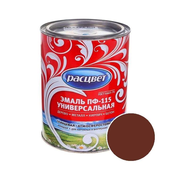 Заказать он-лайн Эмаль ПФ-115 коричневая 0,9кг Расцвет ** в интернет-магазине Строительный дом на Приморской 27 в Хабаровске с доставкой.