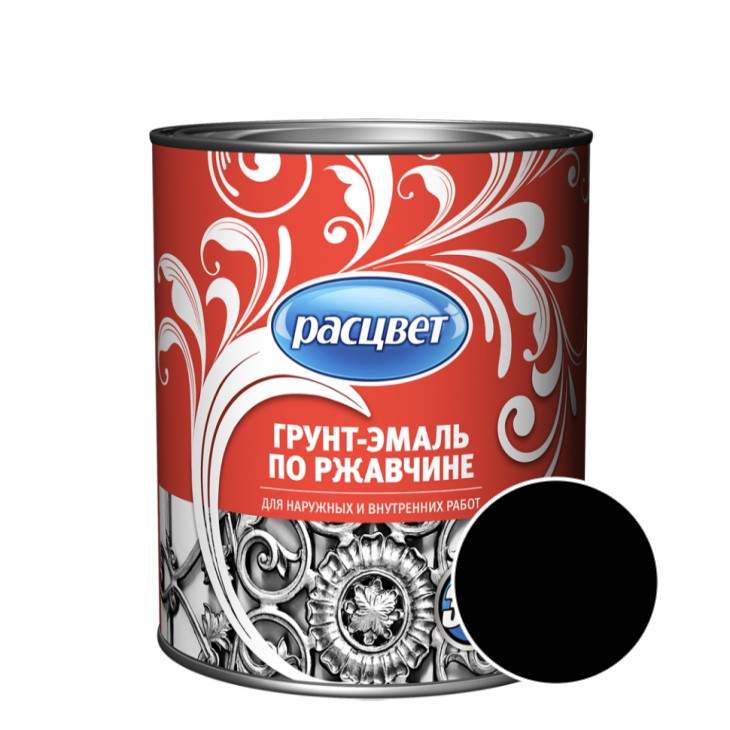Заказать он-лайн Грунт-эмаль по ржавчине черная 0,9кг Расцвет в интернет-магазине Строительный дом на Приморской 27 в Хабаровске с доставкой.