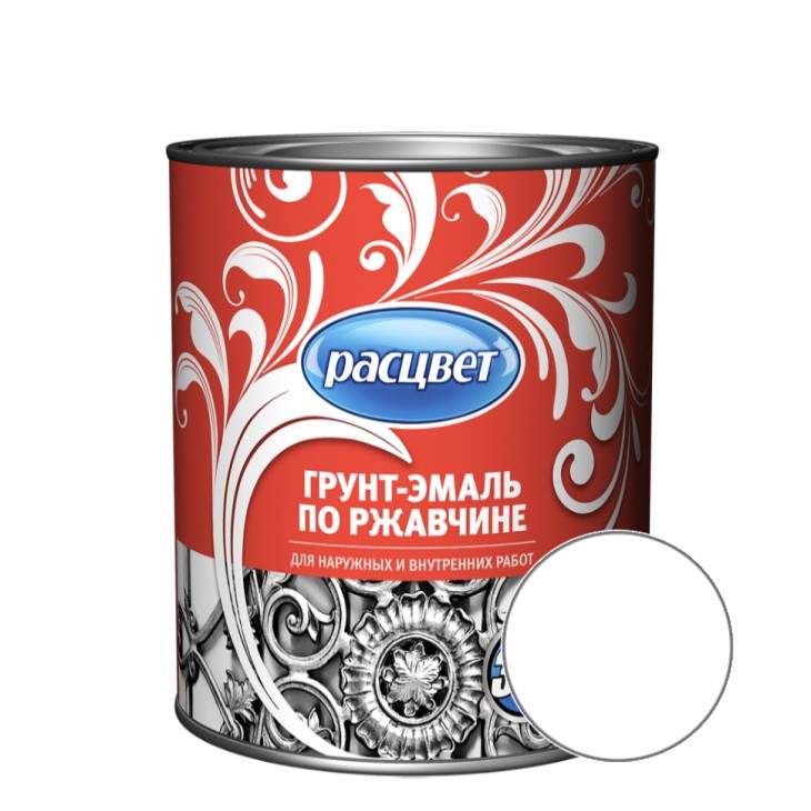 Заказать он-лайн Грунт-эмаль по ржавчине белая 0,9кг  Расцвет в интернет-магазине Строительный дом на Приморской 27 в Хабаровске с доставкой.