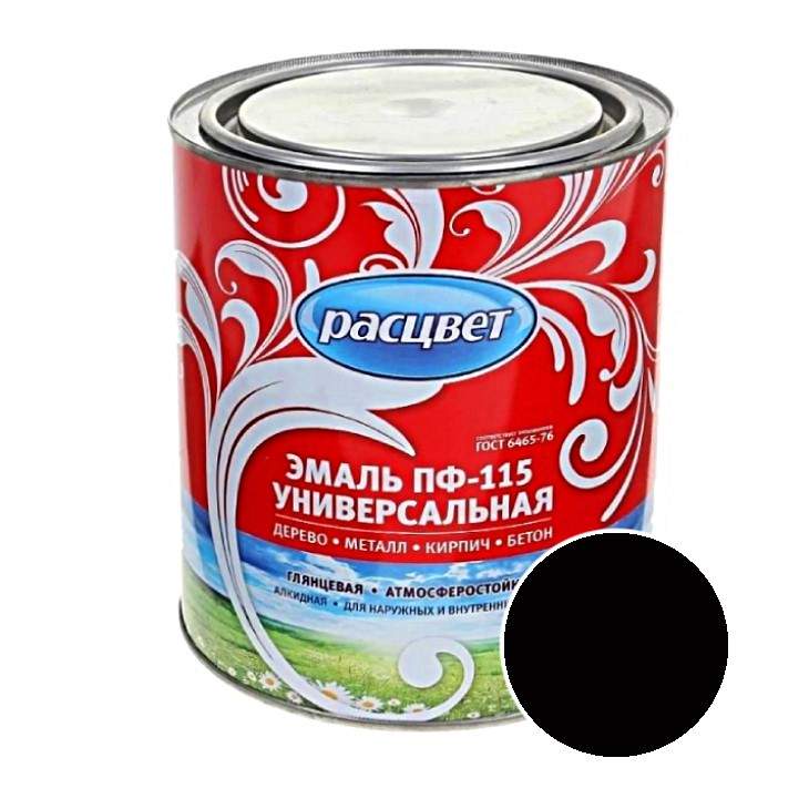Заказать он-лайн Эмаль ПФ-115 черная 1,9 кг Расцвет в интернет-магазине Строительный дом на Приморской 27 в Хабаровске с доставкой.