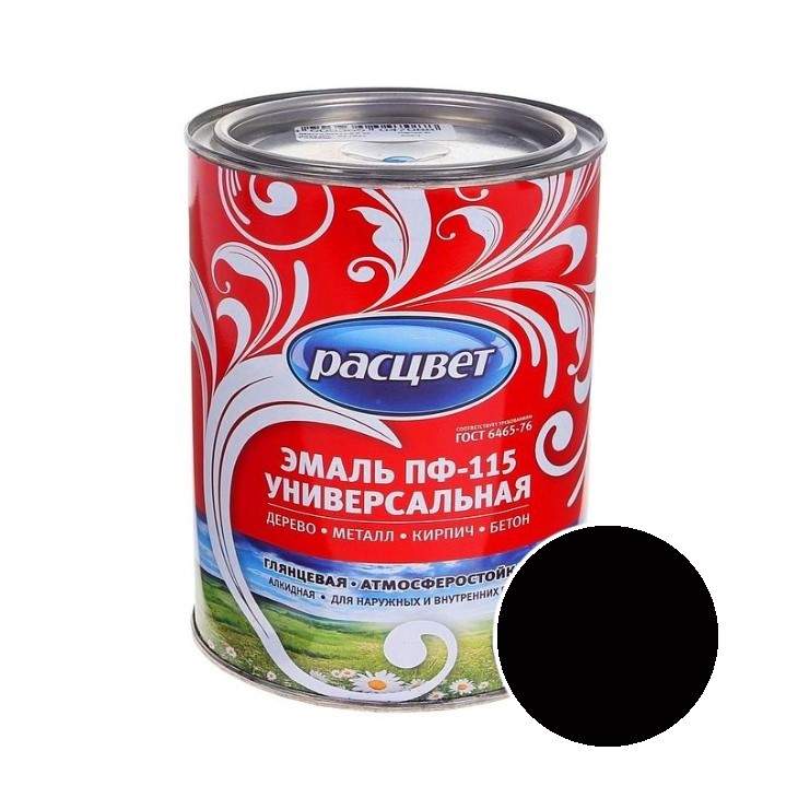 Заказать он-лайн Эмаль ПФ-115 черная 0,9кг Расцвет в интернет-магазине Строительный дом на Приморской 27 в Хабаровске с доставкой.