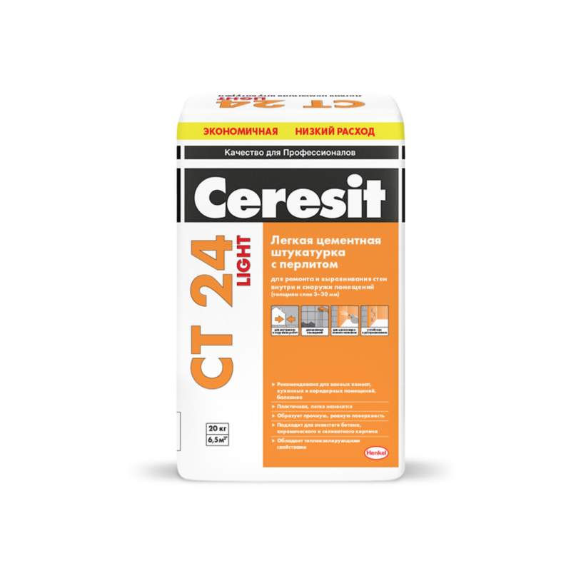 Заказать он-лайн Штукатурка легкая 20кг  CТ24 Ceresit в интернет-магазине Строительный дом на Приморской 27 в Хабаровске с доставкой.