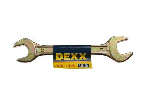 Заказать он-лайн Ключ рожковый гаечный DEXX, желтый цинк, 13х14мм в интернет-магазине Строительный дом на Приморской 27 в Хабаровске с доставкой.