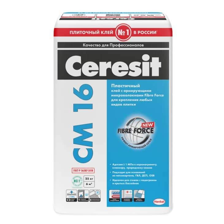 Заказать он-лайн Клей эластичный для плитки 25кг  CM 16 Ceresit в интернет-магазине Строительный дом на Приморской 27 в Хабаровске с доставкой.