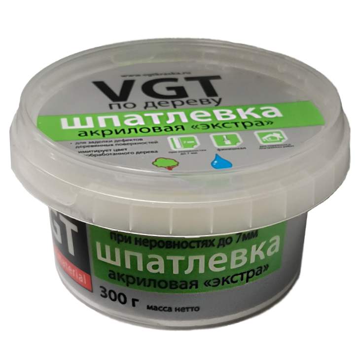 Заказать он-лайн Шпатлевка по дереву "ЭКСТРА" белая ВГТ, 0,3кг в интернет-магазине Строительный дом на Приморской 27 в Хабаровске с доставкой.